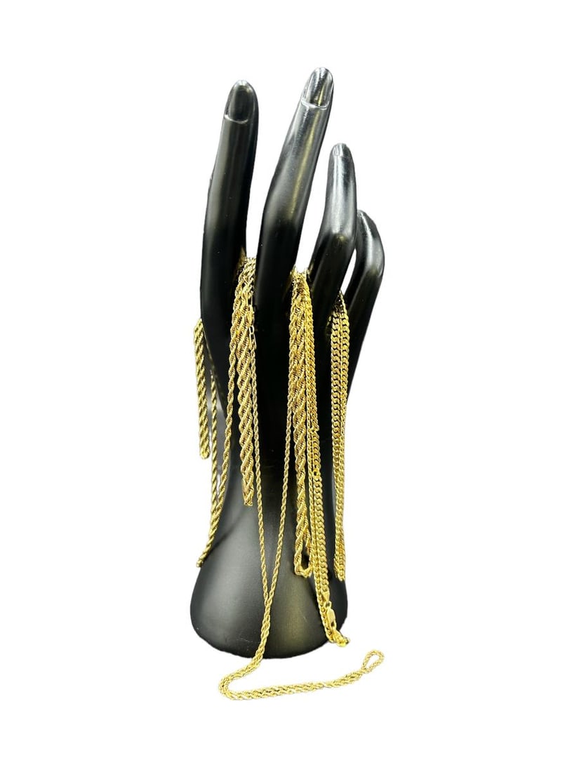 Lot of 4- 10k & 14k Yellow Gold Necklace Chains Total 55 Grams (1 of 11)