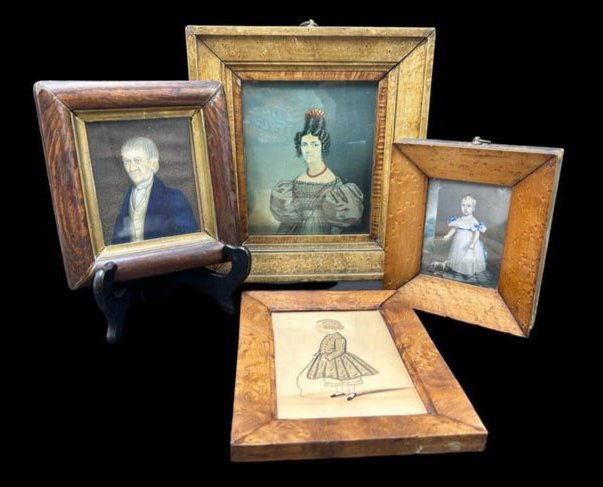 Estate Lot of (4)  19th Century Watercolor Portrait Paintings (1 of 20)