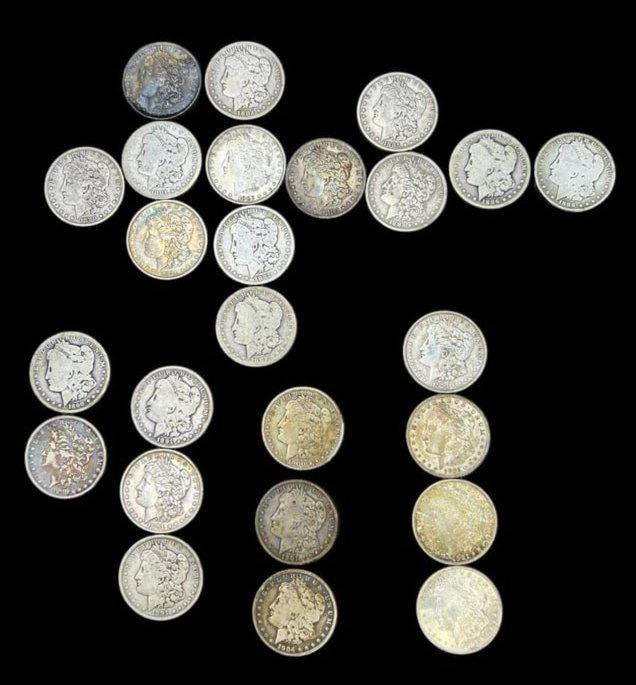 Lot of 25 Morgan Silver Dollars from 1880-1921 (1 of 14)