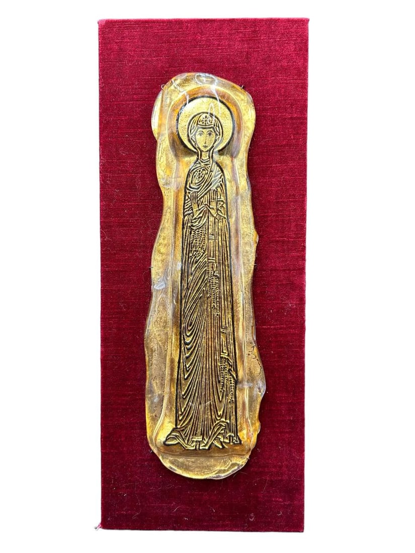 Vintage Murano Glass Madonna on Velvet Covered Board (1 of 8)