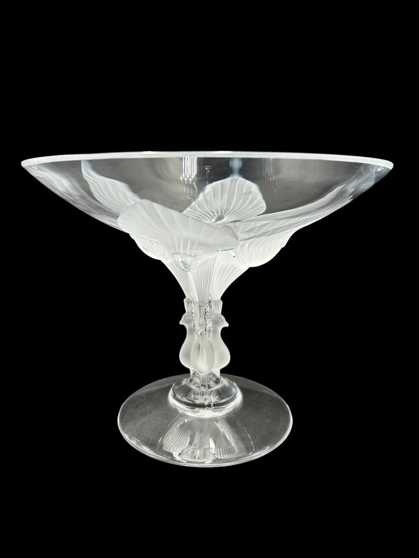Lalique Crystal Virginia Peacock Footed Bowl Compote France (1 of 13)