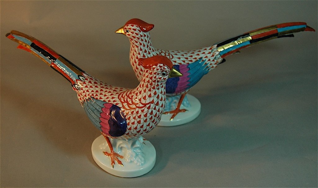 Pair of Herend Porcelain Pheasants: Pair of Herend porcelain pheasants, 12 long, 7 tall, colorful and beautiful, mint condition.