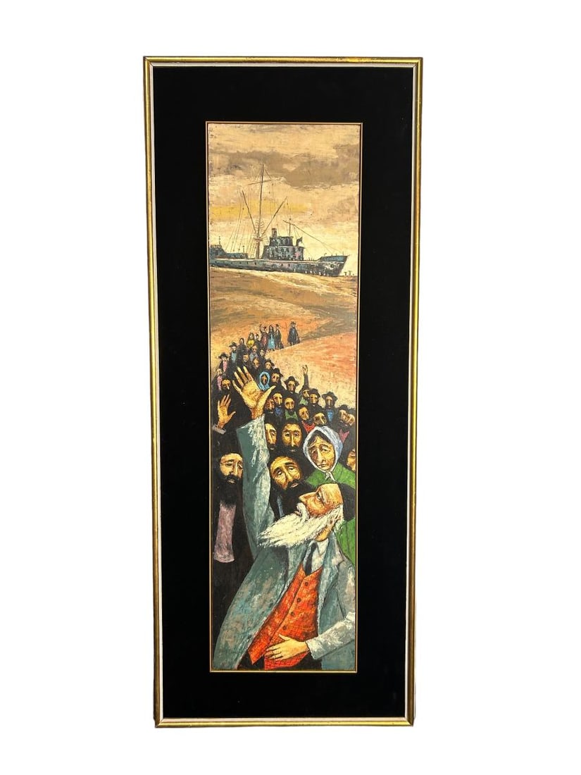 Bert Pumphrey (1916-2002) Oil on Board Artwork Surrealist "Followers by the Sea" (1 of 10)