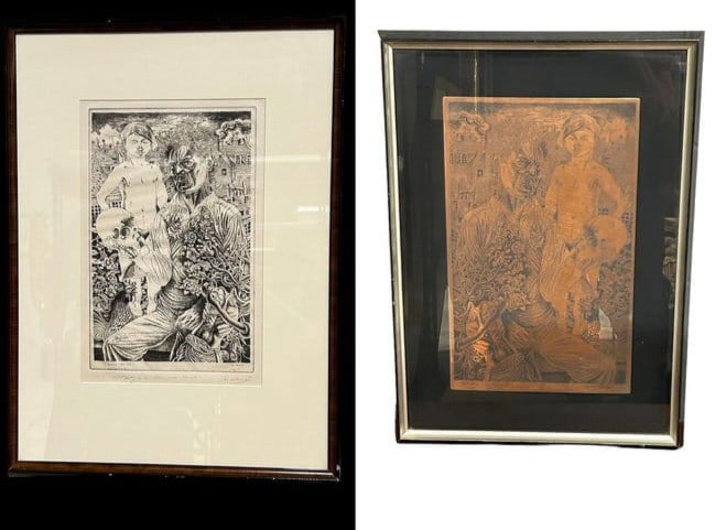 1973 "Alas, Poor Yorick" by Noel Rockmore Etching Print with Copper Plate 6/25 (1 of 20)