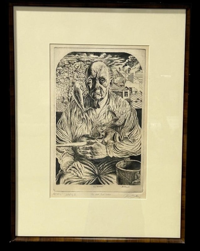 "The Last Bill Russell" 1st Edition Print Etching by Noel Rockmore~ New Orleans 1973 (1 of 19)