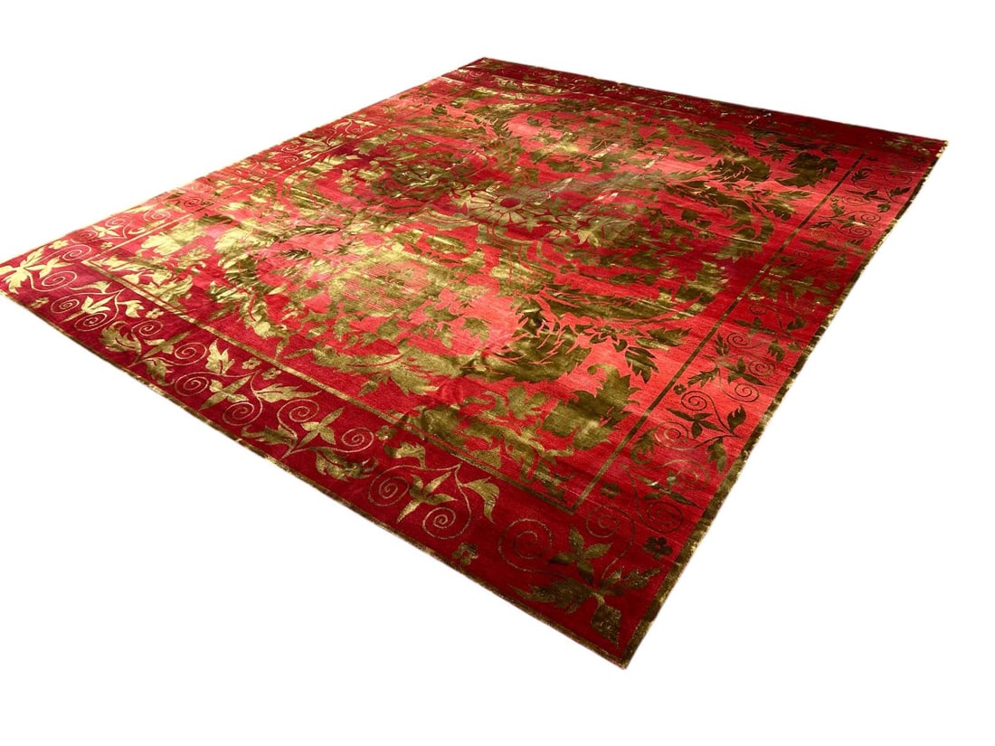 13' x 15' Sultan Ruby Hand Knotted  Wool & Silk Tibetan Area Rug (1 of 14)