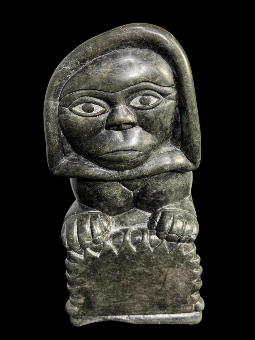 Vintage 1970's Abraham Talirunili (POV) Large Carved Inuit Mother & Child (1 of 19)