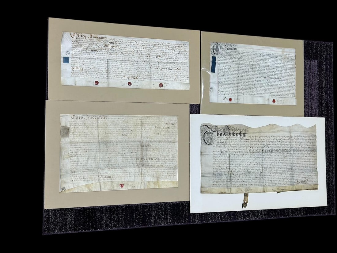 Estate lot of 4 Antique Indenture Papers, & Legal Contracts On Vellum Dating Back to 1700's. (1 of 19)