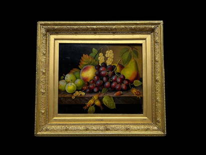 Rachel Ruysch 1664-1750 Still Life of Fruits Oil Painting On Wood Panel: Rachel Ruysch 1664-1750 Still Life of Fruits Oil Painting On Wood. This painting depicts a wooden table top adorned with assorted fruits. It is by the artist Rachel Ruysch of Amsterdam (1664-1720). Th