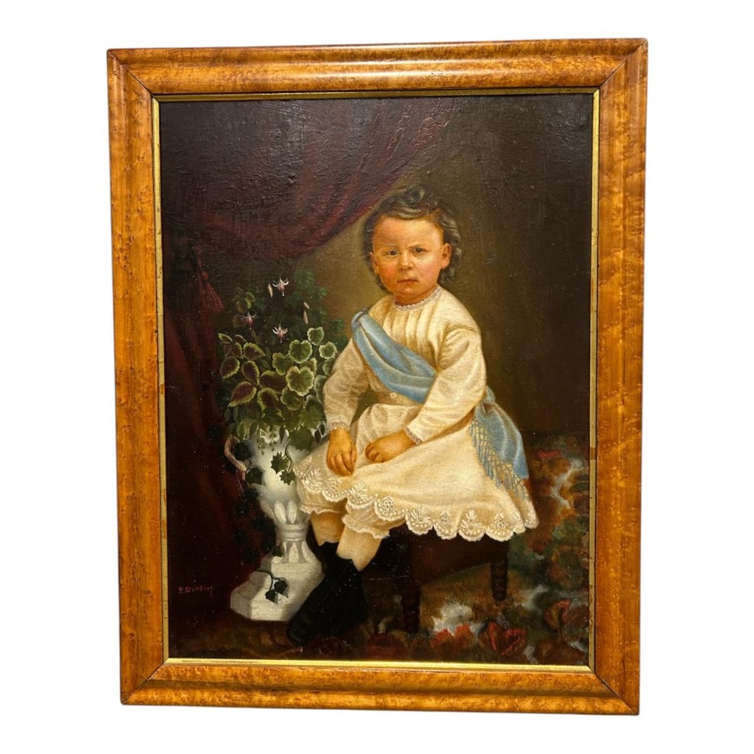 Early 19th Century Primitive Signed Portrait of a Child Oil on Board (1 of 17)