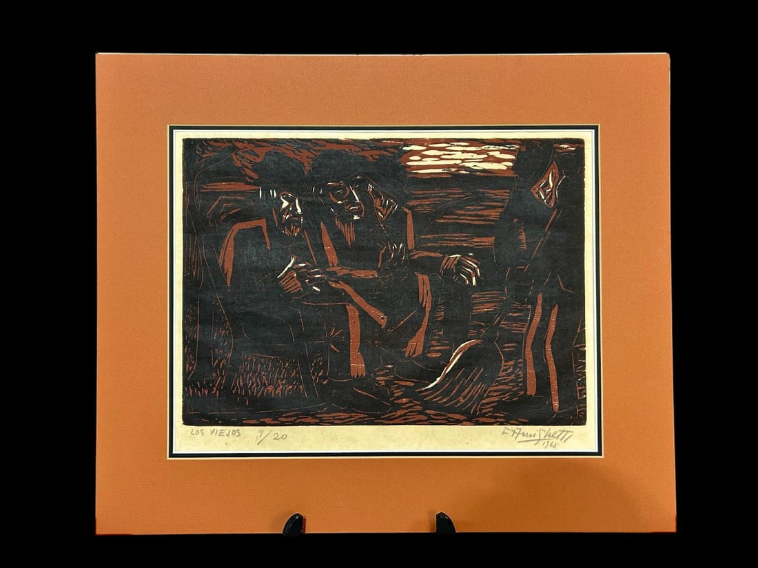 1968 Francisco Amighetti Costa Rican Artist "Los Viejos" 9/20 Print (1 of 13)