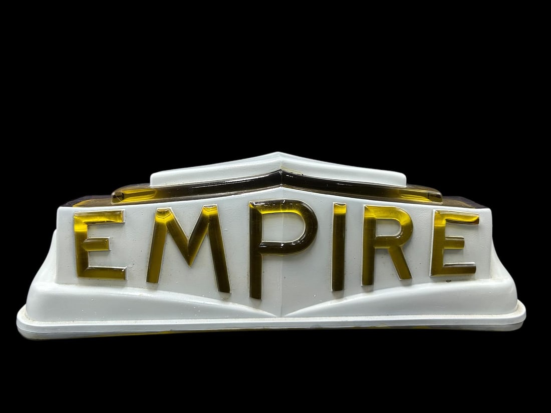 Art Deco EMPIRE Painted Glass Light Cover - Gas- Advertising (1 of 13)