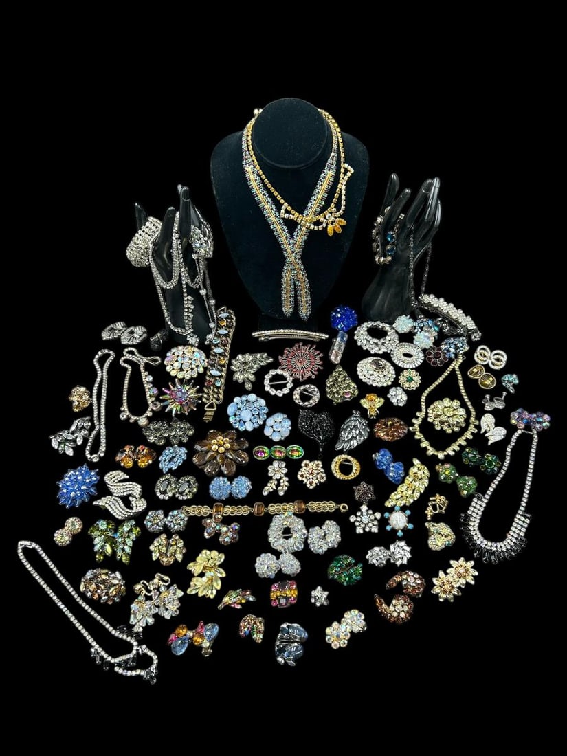 Large Estate Lot of Vintage and Newer Costume Rhinestone Jewelry (1 of 19)