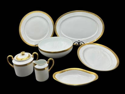 Ceralene Raynaud Limoges AMBASSADOR 24k GOLD Encrusted 7 Pc Dinnerware SERVING PIECES: Ceralene Raynaud Limoges AMBASSADOR 24k GOLD Encrusted 7 Pc Dinnerware SERVING PIECES. This pattern was produced by French Artisans in Limoges, France for a period of 10 years 1986-1996. The pieces co