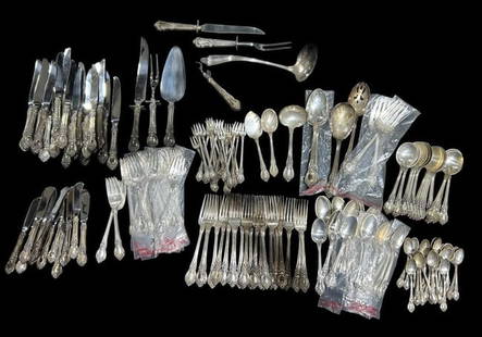 Large set of Heirloom Stanton Hall Sterling Flatware 195 troy ounces: Large set of Heirloom Stanton Hall Sterling Flatware 195 troy ounces. This is a very large set of Heirloom Sterling produced in the 1950's. The total weight includes all handled pieces as 1/3 of an ou