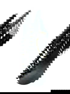 Estate Lot of Onyx Necklace, 10k White Gold & Diamond Ring and 14k Gold and Diamond Bracelet: Estate Lot of Onyx Necklace, 10k White Gold & Diamond Ring and 14k Gold and Diamond Bracelet. This lot consists of: 1). a 15" drop onyx beaded necklace with 14k gold (we believe to be) spacers. 