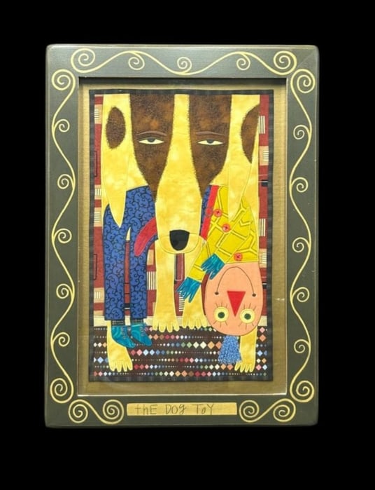 Original Fabric Applique Artwork by Michigan Artist Chris Lee Roberts-Antieau "THE "DOG TOY" (1 of 15)