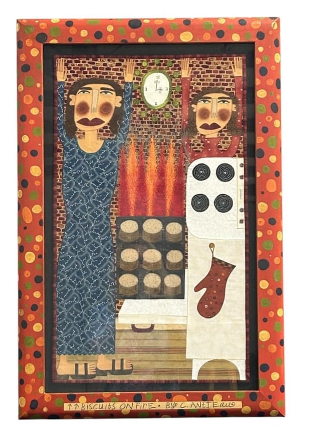 Original Fabric Applique Artwork by Michigan Artist Chris Lee Roberts-Antieau "BISCUITS ON FIRE" (1 of 18)