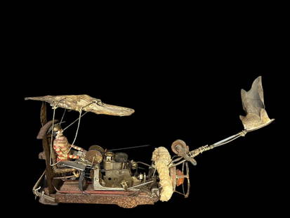 Original Steam Punk Man and His Boat Sculpture by Winter Park, FL Artist John Whipple: Original Steam Punk Man and His Boat Sculpture by Winter Park, FL Artist John Whipple. (John Whipple, a master of mixed media, creates anything from collages to sculpture. His whimsical style