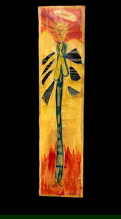 Paul Flack Folk Art Dragonfly Angel Modern Pop Art on Wood Board with Mirror: Paul Flack Folk Art Dragonfly Angel Modern Pop Art on Wood Board with Mirror. By Outsider Artist Paul Flack this piece depicts and angel and in Paul's own words, ""Every life can use a little angel