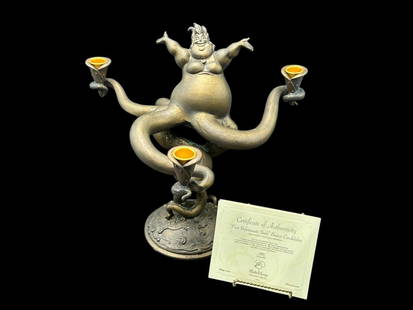 Walt Disney Ursula "POOR UNFORTUNATE SOULS" Bronze Candelabra from the Little Mermaid w/COA: Walt Disney Ursula "POOR UNFORTUNATE SOULS" Bronze Candelabra from the Little Mermaid w/COA. This is a Limited Edition Ursula solid bronze candelabra. Only 1000 were made. She is in mint condition, ha
