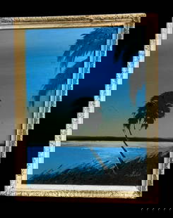 Original FLA Highwaymen Oil Painting by Artist J. (James) Gibson Florida Blue Sky Palm Trees Scene: Original FLA Highwaymen Oil Painting by Artist J. (James) Gibson Florida Blue Sky Palm Trees Scene. James David Gibson (1938 - 2017) is an American landscape artist from Moore Haven, Florida and