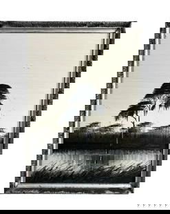 Original FLA Highwaymen Oil Painting by Artist J. (James) Gibson Florida Black & White Lone Tree: Original FLA Highwaymen Oil Painting by Artist J. (James) Gibson Florida Black & White Lone Tree. James David Gibson (1938 - 2017) is an American landscape artist from Moore Haven, Florida and one