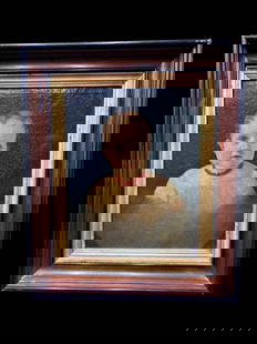 19th Century Oil on Canvas Young Girl with Coral Necklace Unsigned Framed Painting: 19th Century Oil on Canvas Young Girl with Coral Necklace Unsigned Framed Art. This is a 19th Century painting of a young girl with a red coral necklace. It is painted on a canvas and unsigned by