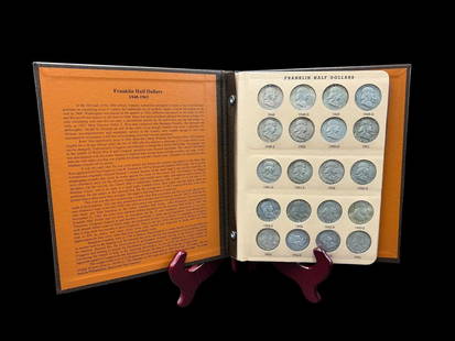 Franklin Half Dollar Book Set 1948-1963, Denver & San Francisco Mints 90% Silver: 35 Franklin Half Dollar Book Set 1948-1963, Denver & San Francisco Mints 90% Silver. This is a full set of half dollars covering the mints and years. All the 90% silver coins appear to be in