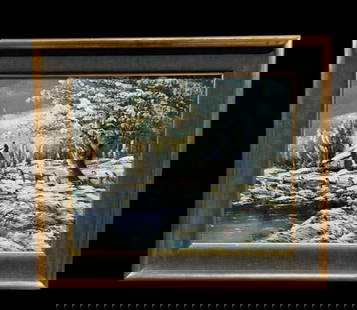 Alexander Roos signed Oil on Canvas Painting "Cabin by the Snowy Drift" Framed Art: Artist Alexander Roos signed Oil on Canvas Painting "Cabin by the Snowy Drift" Framed Art. Alexander Roos (1895-1973), this painting depicts a cabin in the woods on a very snowy day with trees and a