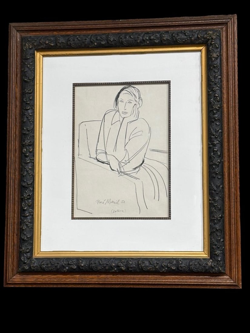 Framed Charcoal Drawing of a Woman "Latecia" by Canadian Artist Rene' Marcil (1 of 18)