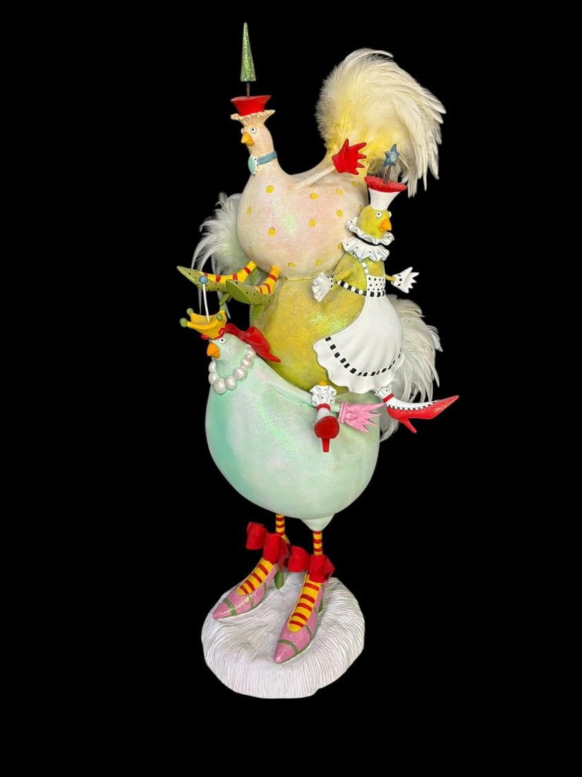 MacKenzie-Childs Patience Brewster Krinkles Collection  3 French Hens 27" tall Figurine (1 of 17)