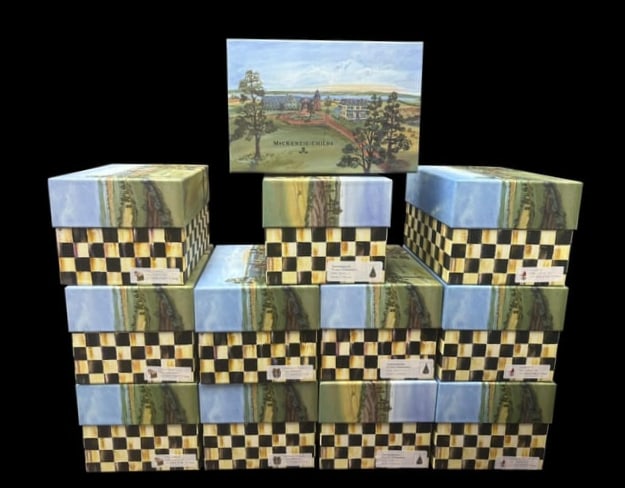 Estate Lot of 12 MacKenzie-Childs Christmas Ornaments in Box Pig, Harlequin, Tree & Cardinal (1 of 10)