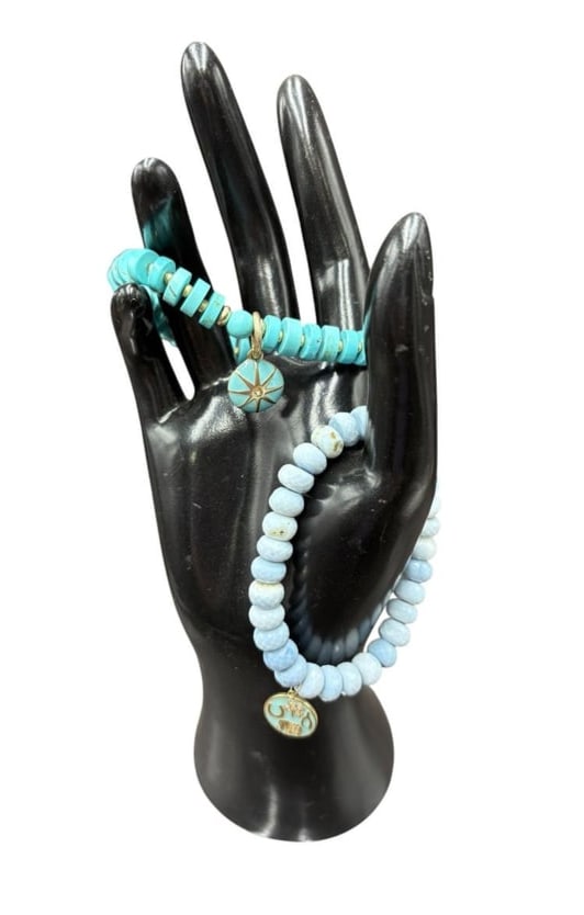 Lot of 2 SYDNEY EVAN Yellow 14k Gold, Diamond , Turquoise & African Opal Bracelets (1 of 15)