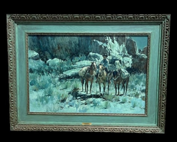 1968 "Debating the Trail" Oil on Canvas by Artist Ross Stefan (1 of 20)