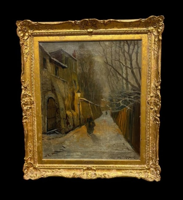 "Montmartre" Oil on Canvas Framed Antique Art by Ivan Kowalski (1839-1937) Russian (1 of 20)