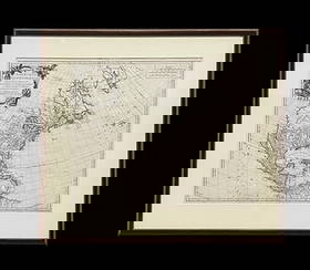 1750's Nicolas Sanson style Antique Map of North America, first issued 1669: 1750's Nicolas Sanson style Antique Map of North America, first issued 1669. Amerique Septentrionale, 1750's map. The continent of the US of this map is tightly framed with only the very top of South