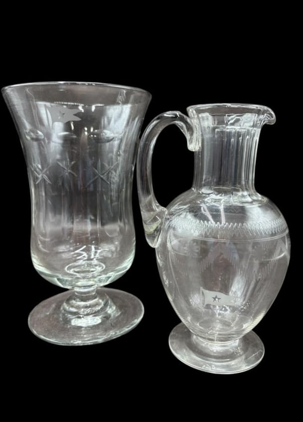 Estate Lot of 2- Antique White Star Ocean Liner Celery Vase & Pitcher (1 of 11)