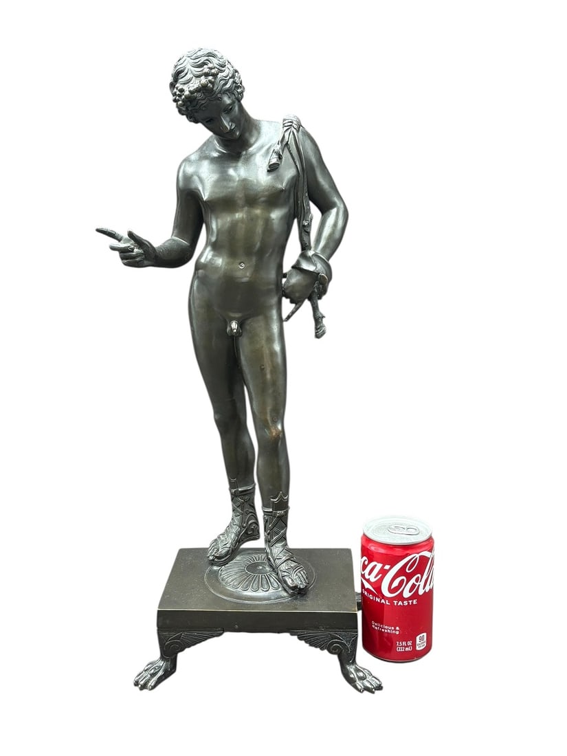 18 1/2" Bronze Sculpture , Narcisse a Roman Hunter after M. Amodio - 17