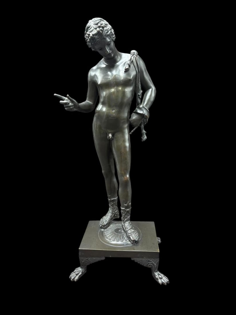 18 1/2" Bronze Sculpture , Narcisse a Roman Hunter after M. Amodio (1 of 18)