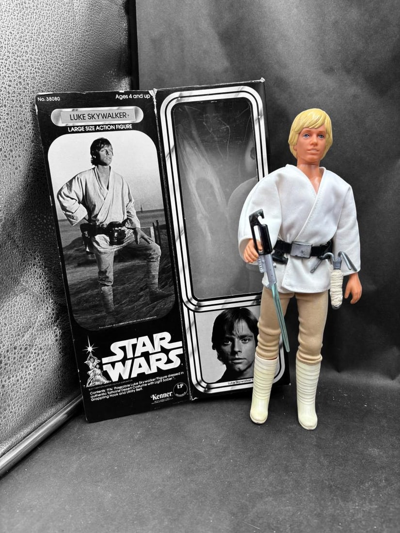 1977-78 Lot of 3 STAR WARS Action Figures - Han Solo, Princess Leia & Luke Skywalker + boxes - 12