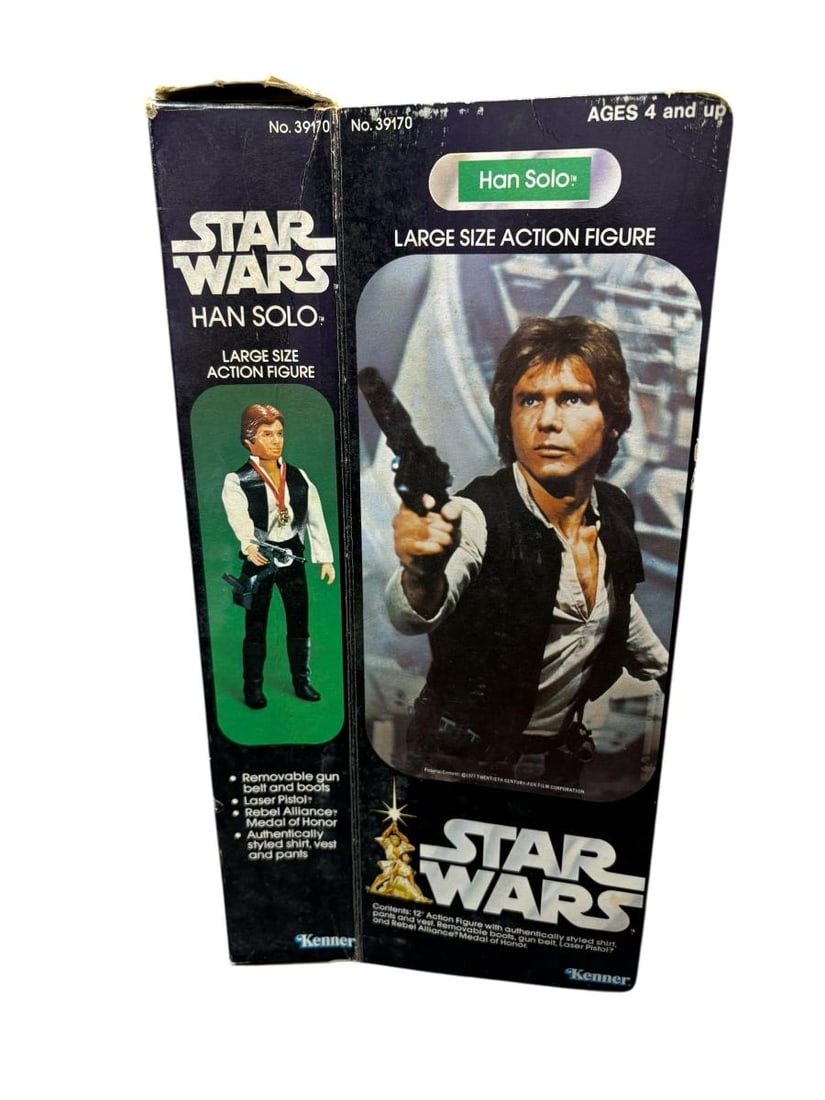 1977-78 Lot of 3 STAR WARS Action Figures - Han Solo, Princess Leia & Luke Skywalker + boxes - 3