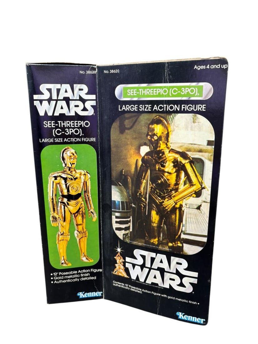 1977-78 Estate Lot of 2 STAR WARS Large Size Action Figure "Chewbacca" & "C-3PO" in boxes - 10
