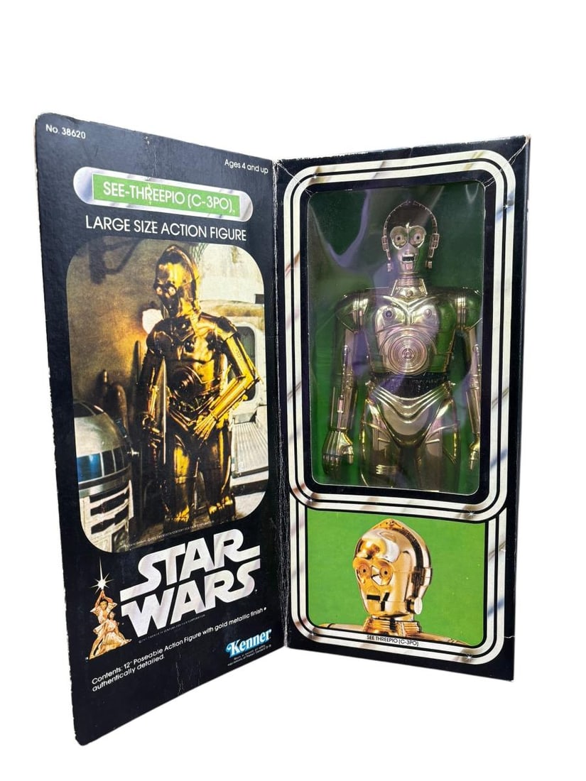 1977-78 Estate Lot of 2 STAR WARS Large Size Action Figure "Chewbacca" & "C-3PO" in boxes - 13