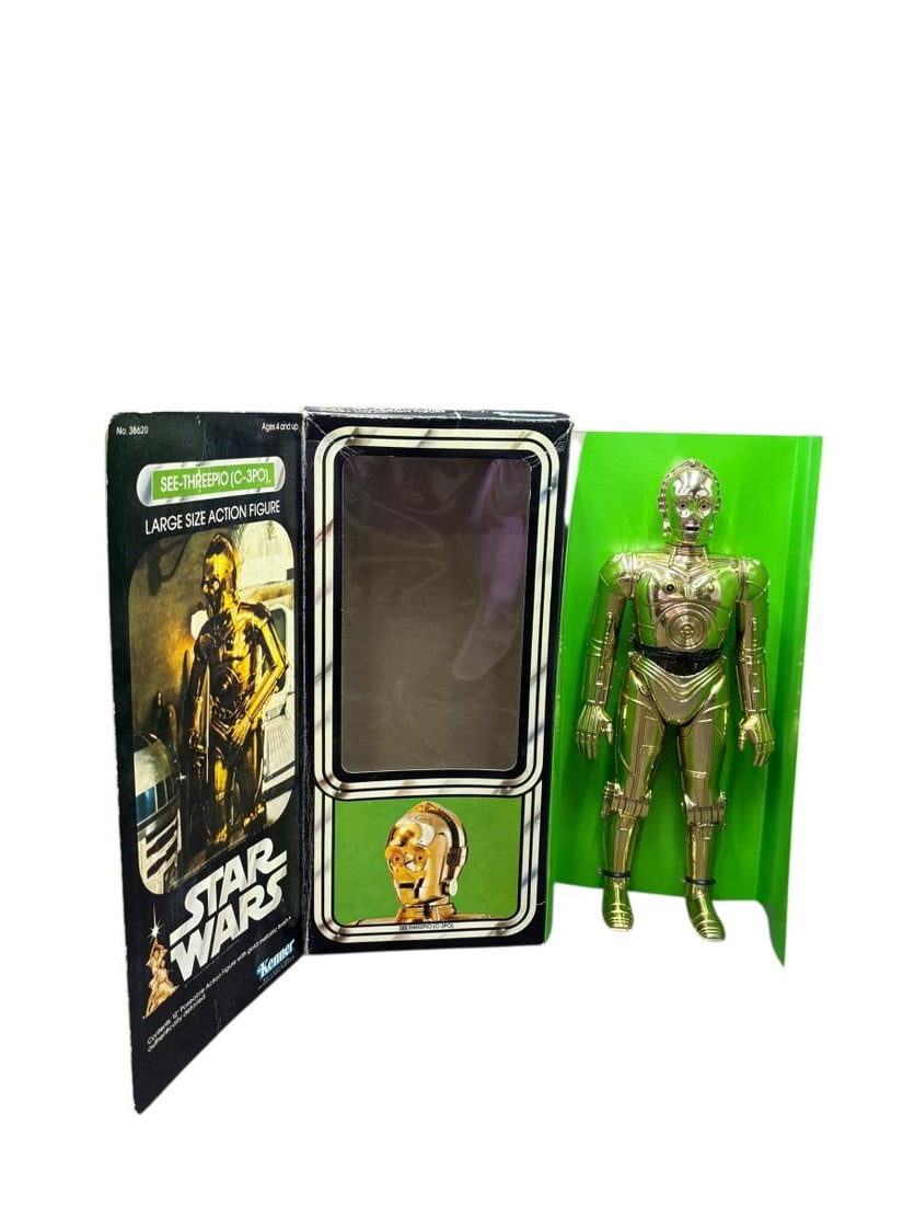 1977-78 Estate Lot of 2 STAR WARS Large Size Action Figure "Chewbacca" & "C-3PO" in boxes - 8