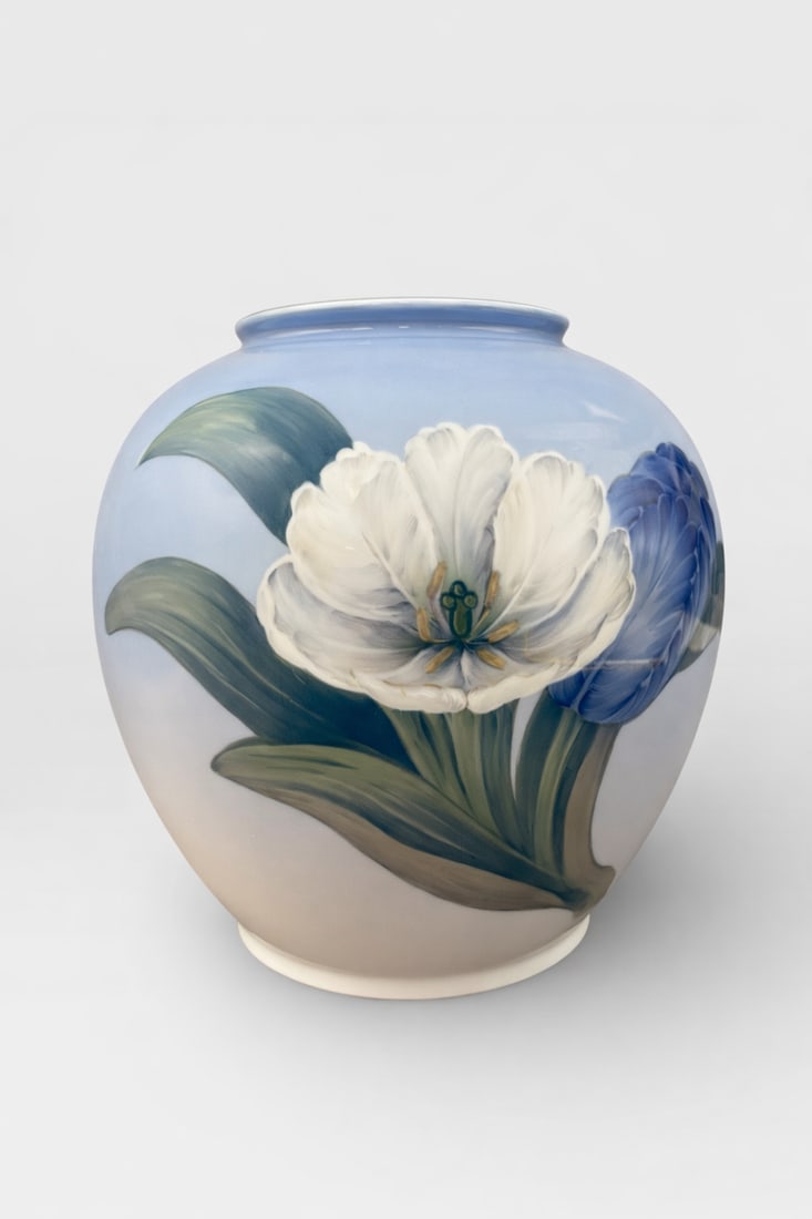 Royal Copenhagen Denmark Porcelain Vase with Flowers & Butterflies (1 of 9)