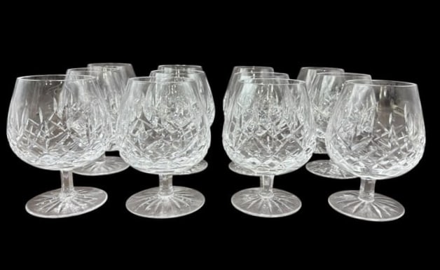 Estate Lot of 12 Waterford Lismore Brandy Sipping Goblets Heavy Cut Crystal (1 of 12)