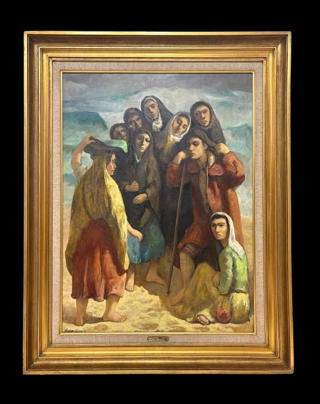 1985 Original Oil on Canvas Painting by Lazaro Lozano "Fisherman from Nazare" (1 of 17)