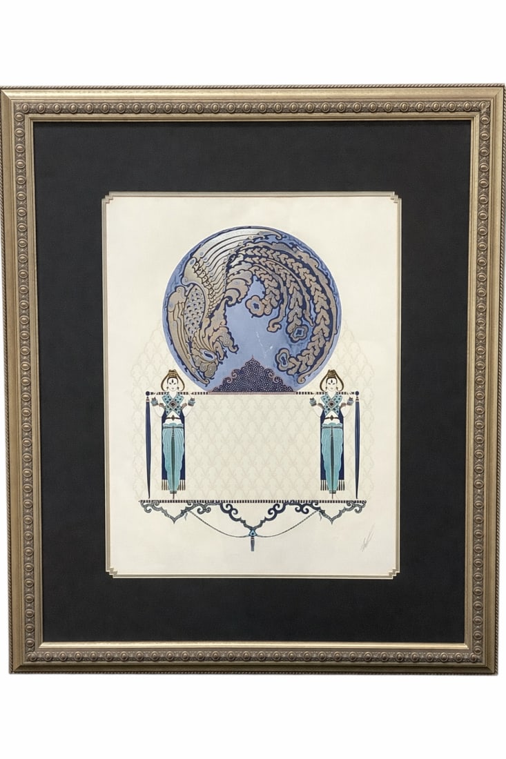 Erte' Art Deco Signed and Numbered Serigraph Print "Blue Asia" 20/300: Erte' Art Deco Signed and Numbered Serigraph Print "Blue Asia" 20/300. Erté (aka Romain de Tirtoff) is considered to be the father of the Art Deco movement. He was born in Saint Petersburg in Russia,