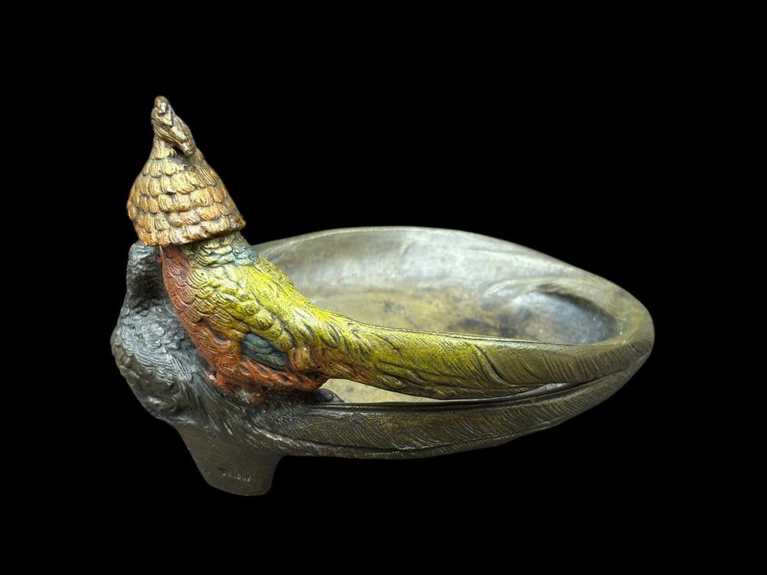 Estate Lot of 5 Antique Chinese & Bronze: Box, Bottle, Tray, Vase & Leather Wallet - 12